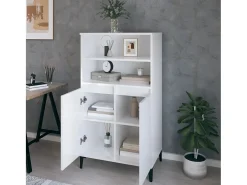 Aparador alto Blanco brillo 60x36x110 cm Madera de ingeniería