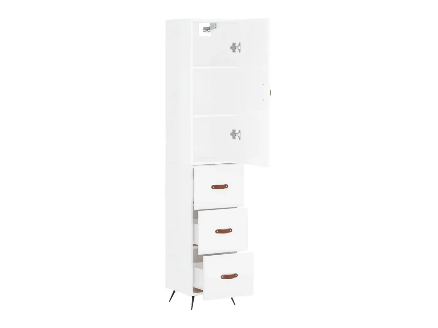 Aparador alto Blanco brillo 34,5x34x180 cm Madera de ingeniería