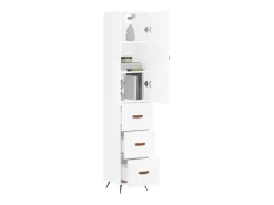 Aparador alto Blanco brillo 34,5x34x180 cm Madera de ingeniería
