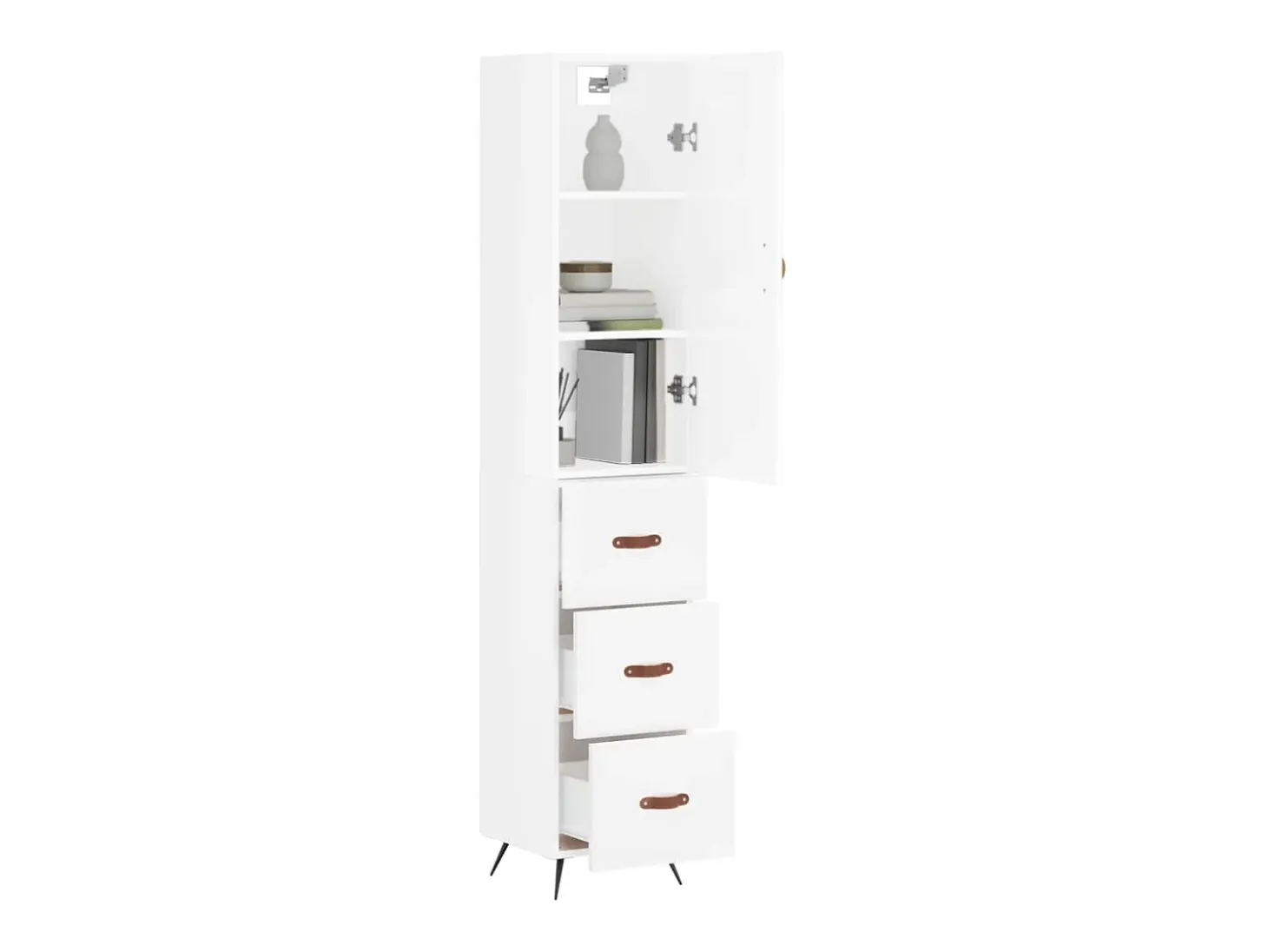 Aparador alto Blanco brillo 34,5x34x180 cm Madera de ingeniería