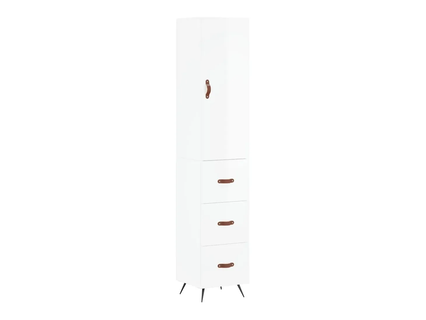 Aparador alto Blanco brillo 34,5x34x180 cm Madera de ingeniería