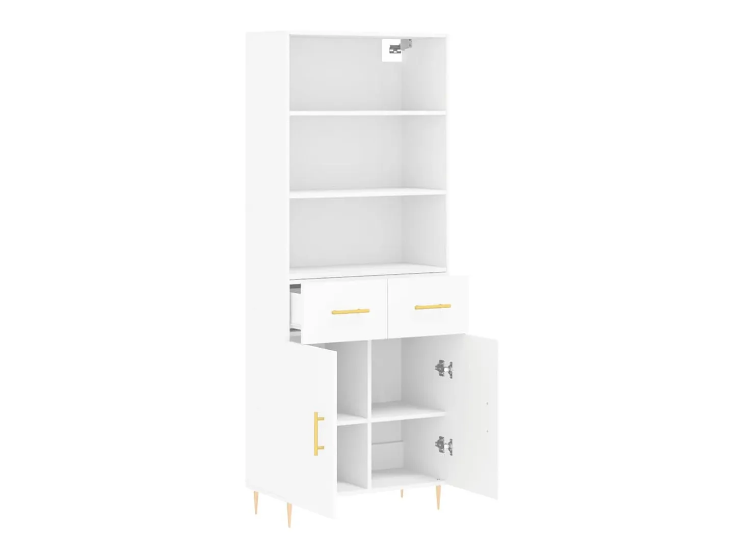 Aparador alto blanco 69,5x34x180 cm Madera contrachapada