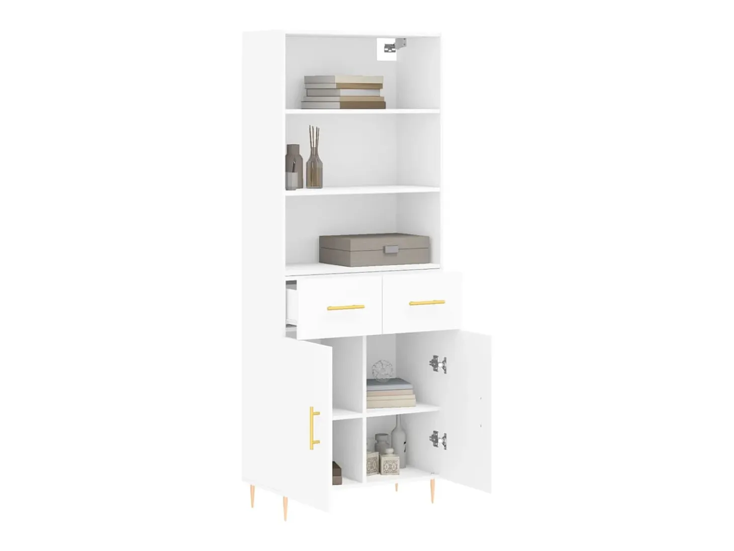 Aparador alto blanco 69,5x34x180 cm Madera contrachapada