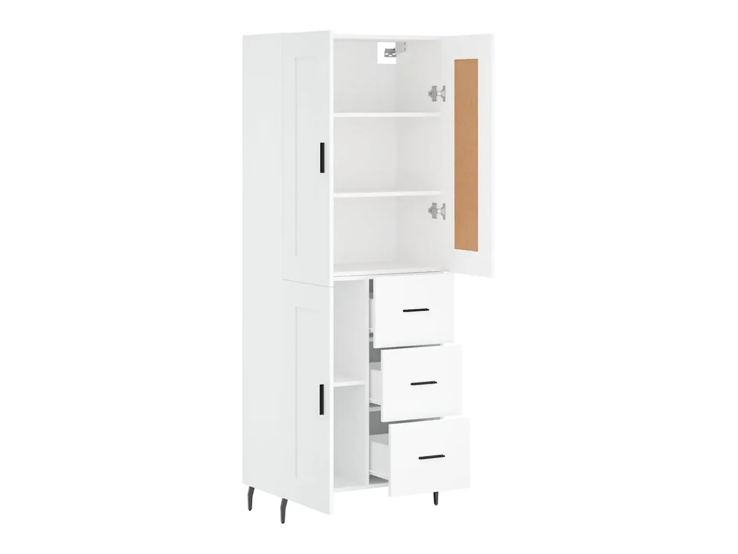 Aparador alto blanco 69,5x34x180 cm Madera contrachapada