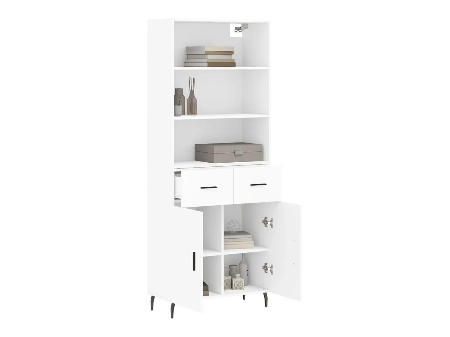 Aparador alto blanco 69,5x34x180 cm Madera contrachapada