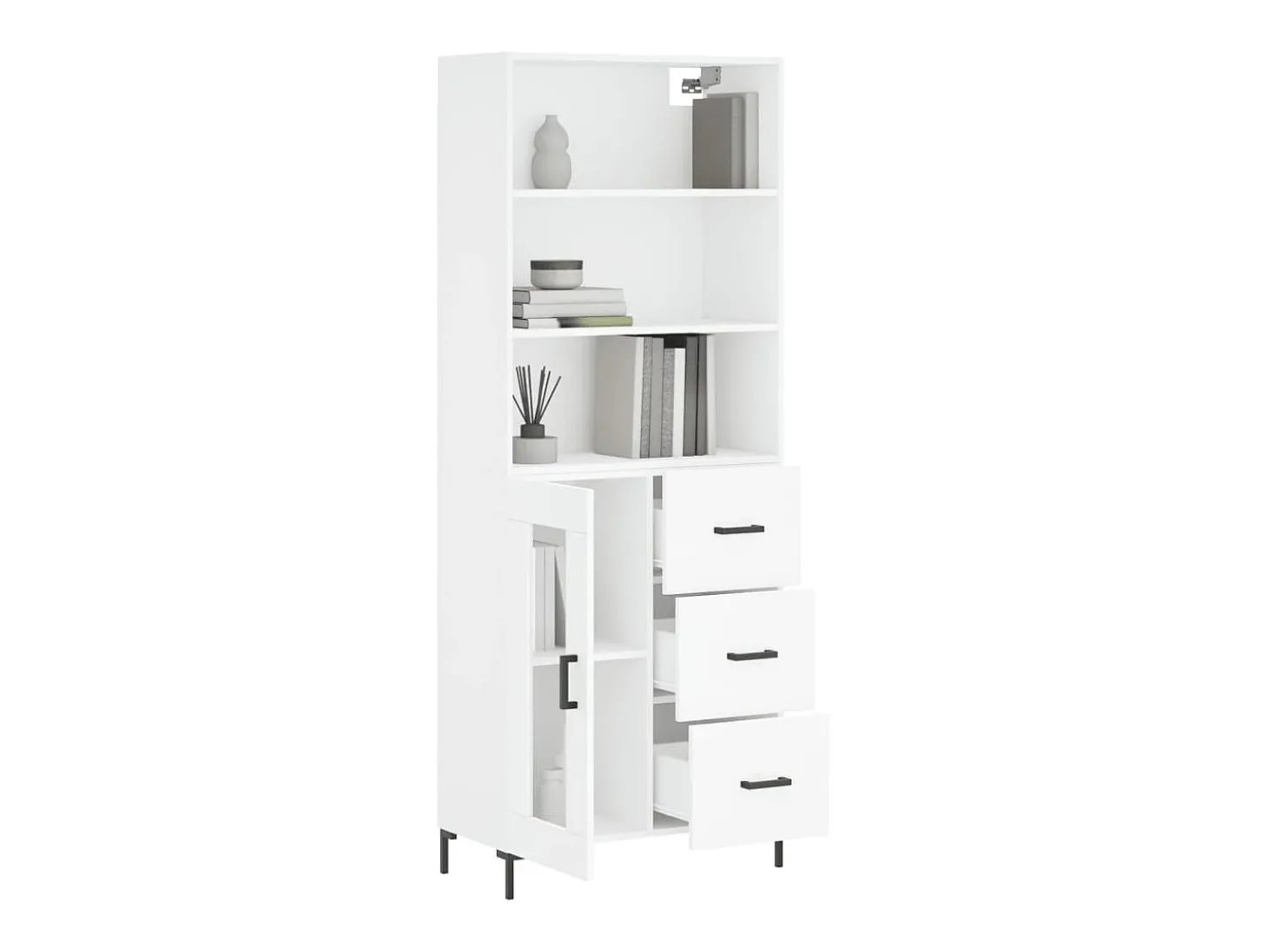 Aparador alto blanco 69,5x34x180 cm Madera contrachapada