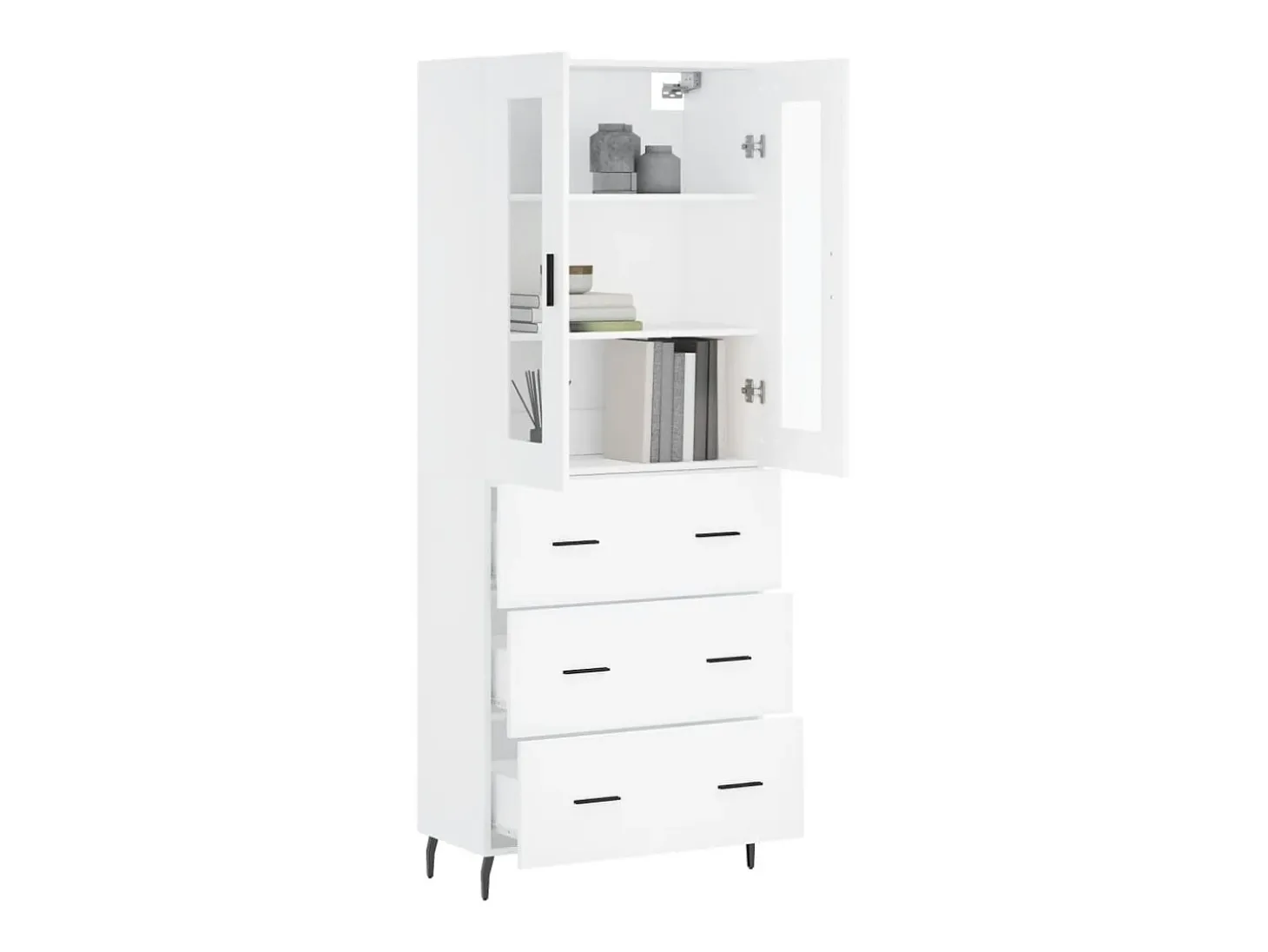 Aparador alto blanco 69,5x34x180 cm Madera contrachapada