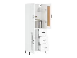 Aparador alto blanco 69,5x34x180 cm Madera contrachapada