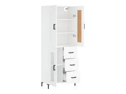 Aparador alto blanco 69,5x34x180 cm Madera contrachapada