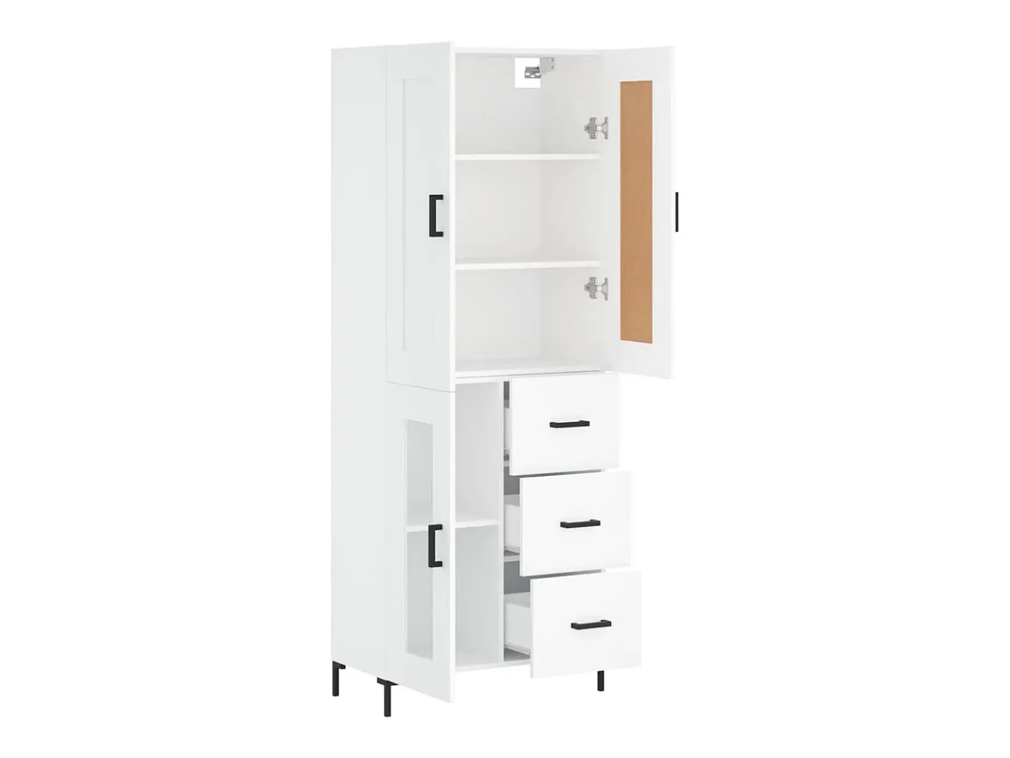 Aparador alto blanco 69,5x34x180 cm Madera contrachapada