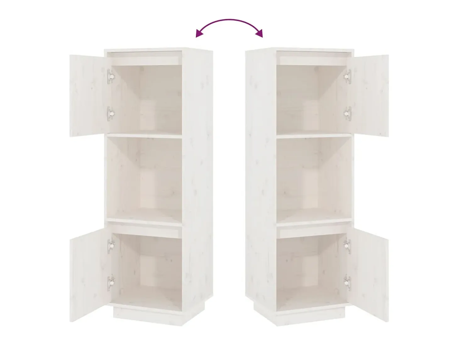Aparador alto Blanco 38x35x117 cm Madera maciza de pino