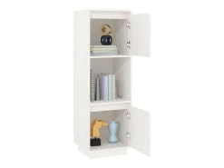 Aparador alto Blanco 38x35x117 cm Madera maciza de pino