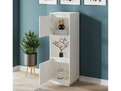 Aparador alto Blanco 38x35x117 cm Madera maciza de pino