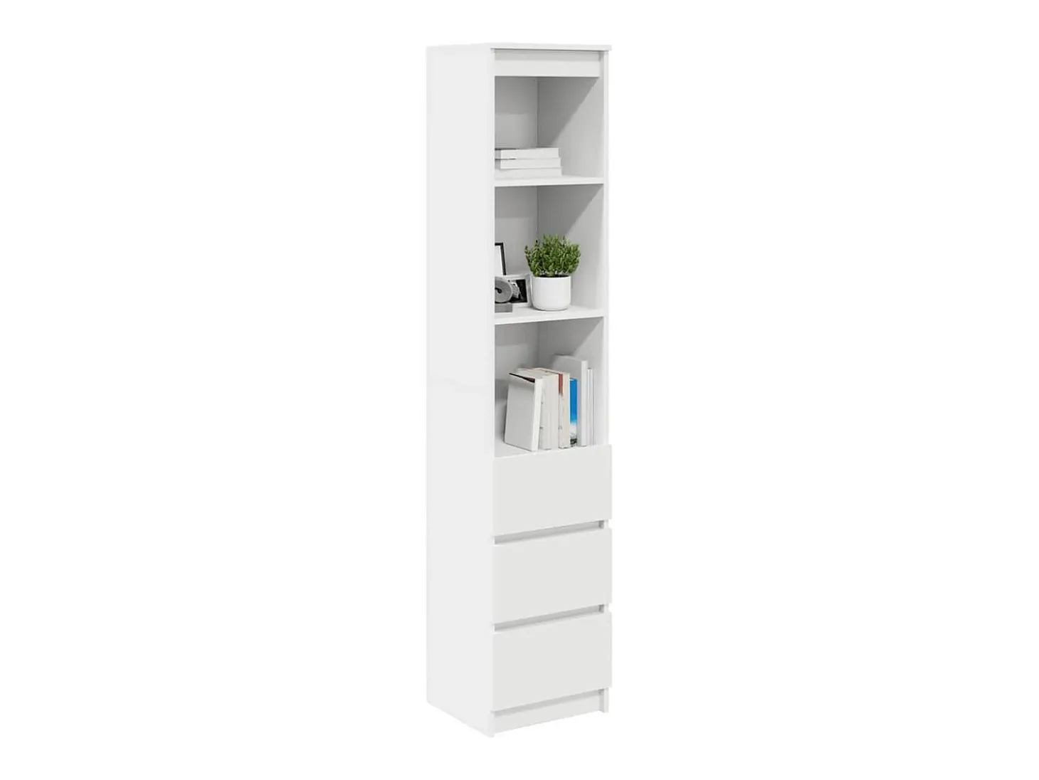 Aparador alto blanco 37,5x35x180 cm madera de ingeniería