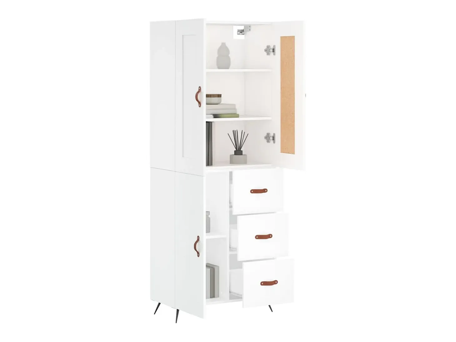 Aparador alto blanco 69,5x34x180 cm Madera contrachapada