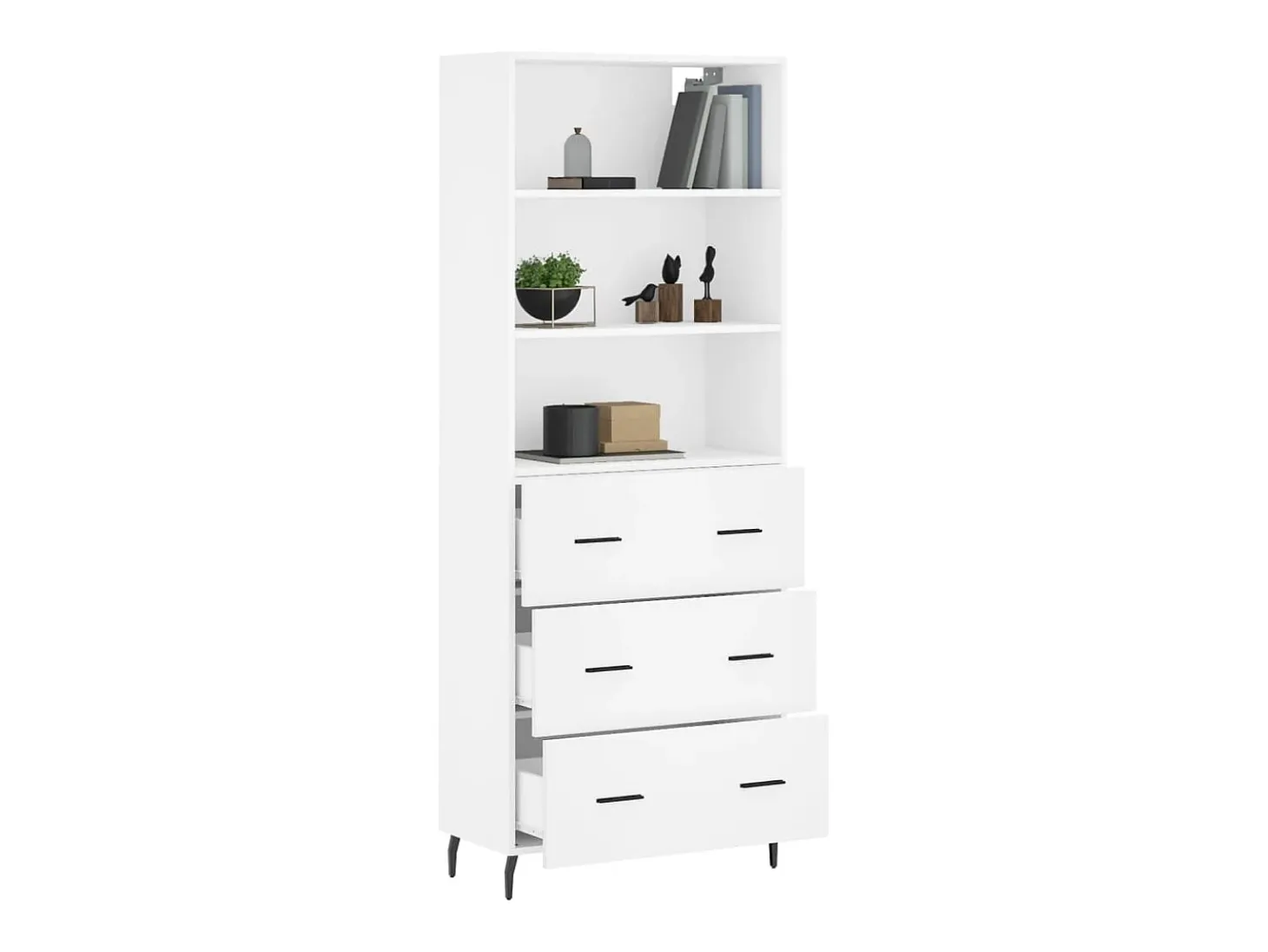 Aparador alto blanco 69,5x34x180 cm Madera contrachapada