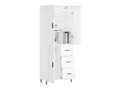 Aparador alto blanco 69,5x34x180 cm Madera contrachapada