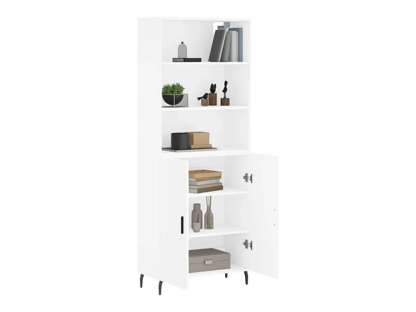 Aparador alto blanco 69,5x34x180 cm Madera contrachapada