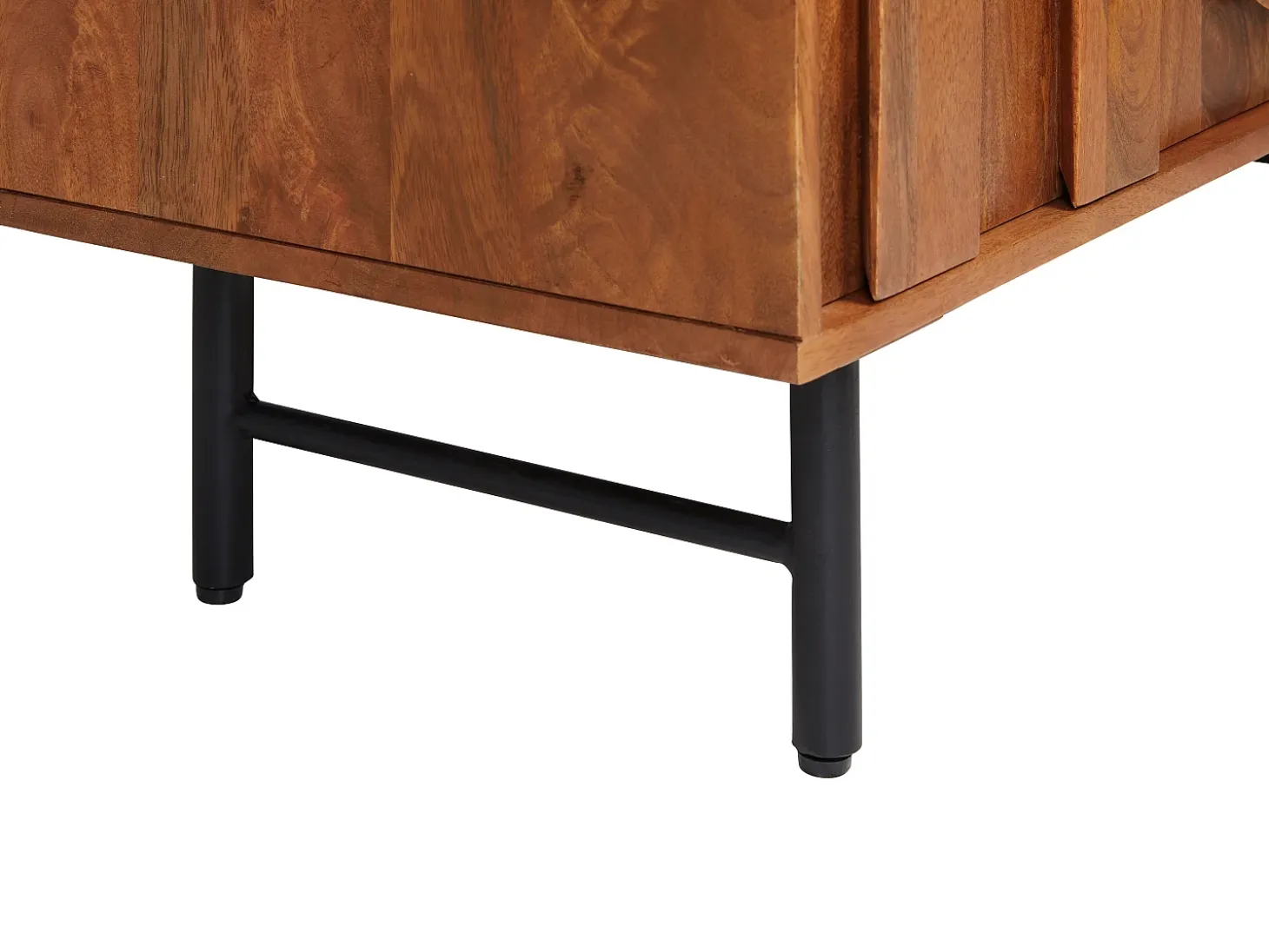 Aparador alto con 4 puertas de madera de mango y metal negro - Natural - MIZORAM
