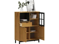 Aparador alto con puerta vidrio FLAM madera pino 92x40x122,5 cm ES19970