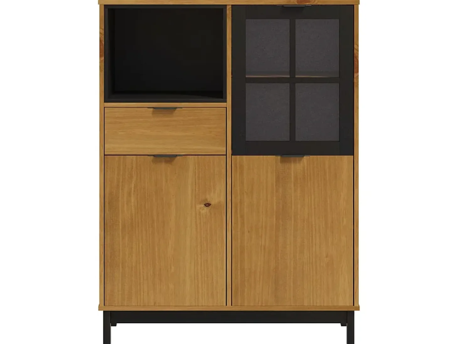 Aparador alto con puerta vidrio FLAM madera pino 92x40x122,5 cm ES19970