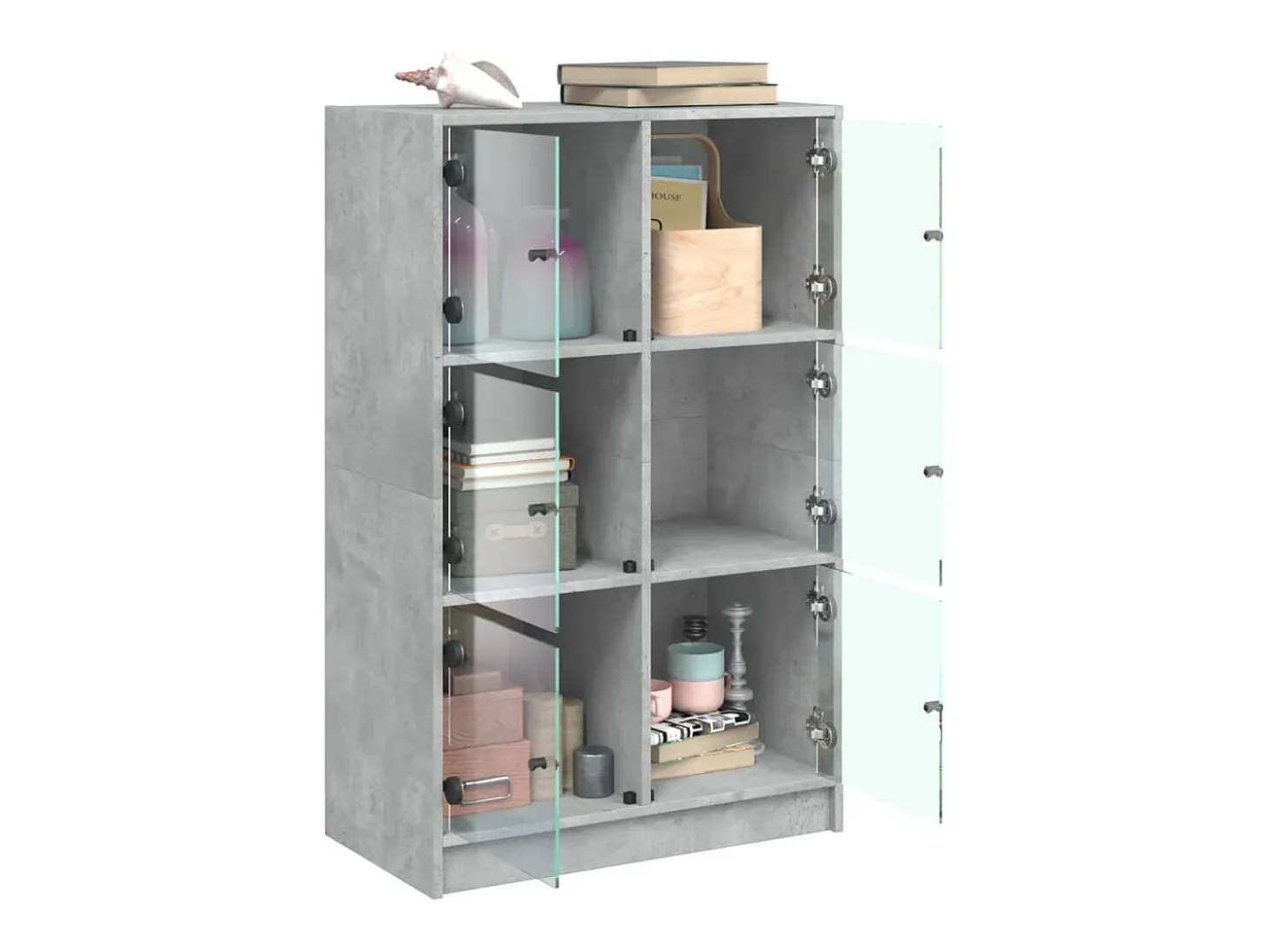 Aparador alto con puertas gris hormigón 68x37x109 cm madera de ingeniería