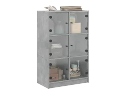 Aparador alto con puertas gris hormigón 68x37x109 cm madera de ingeniería