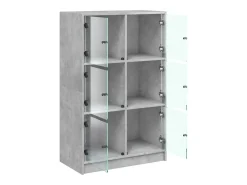 Aparador alto con puertas gris hormigón 68x37x109 cm madera de ingeniería