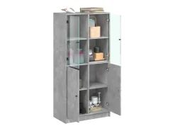 Aparador alto con puertas gris hormigón 68x37x142 cm madera de ingeniería