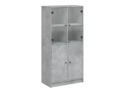 Aparador alto con puertas gris hormigón 68x37x142 cm madera de ingeniería