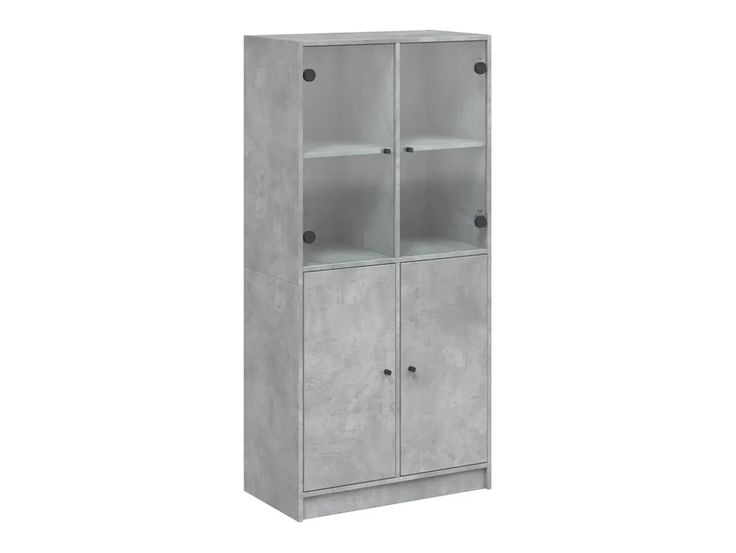 Aparador alto con puertas gris hormigón 68x37x142 cm madera de ingeniería