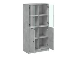 Aparador alto con puertas gris hormigón 68x37x142 cm madera de ingeniería