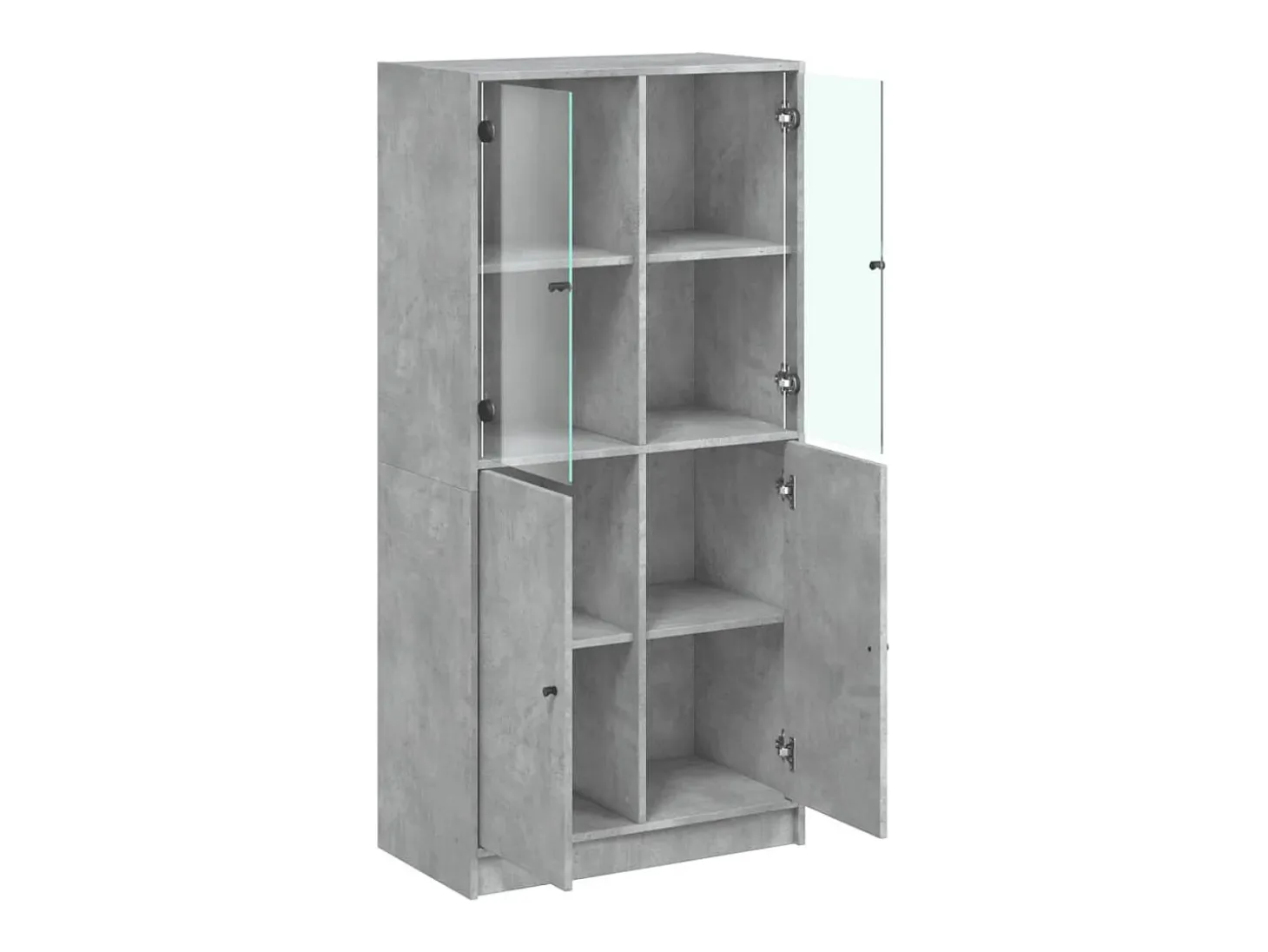 Aparador alto con puertas gris hormigón 68x37x142 cm madera de ingeniería