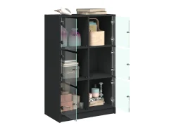 Aparador alto con puertas madera ingeniería negro 68x37x109 cm