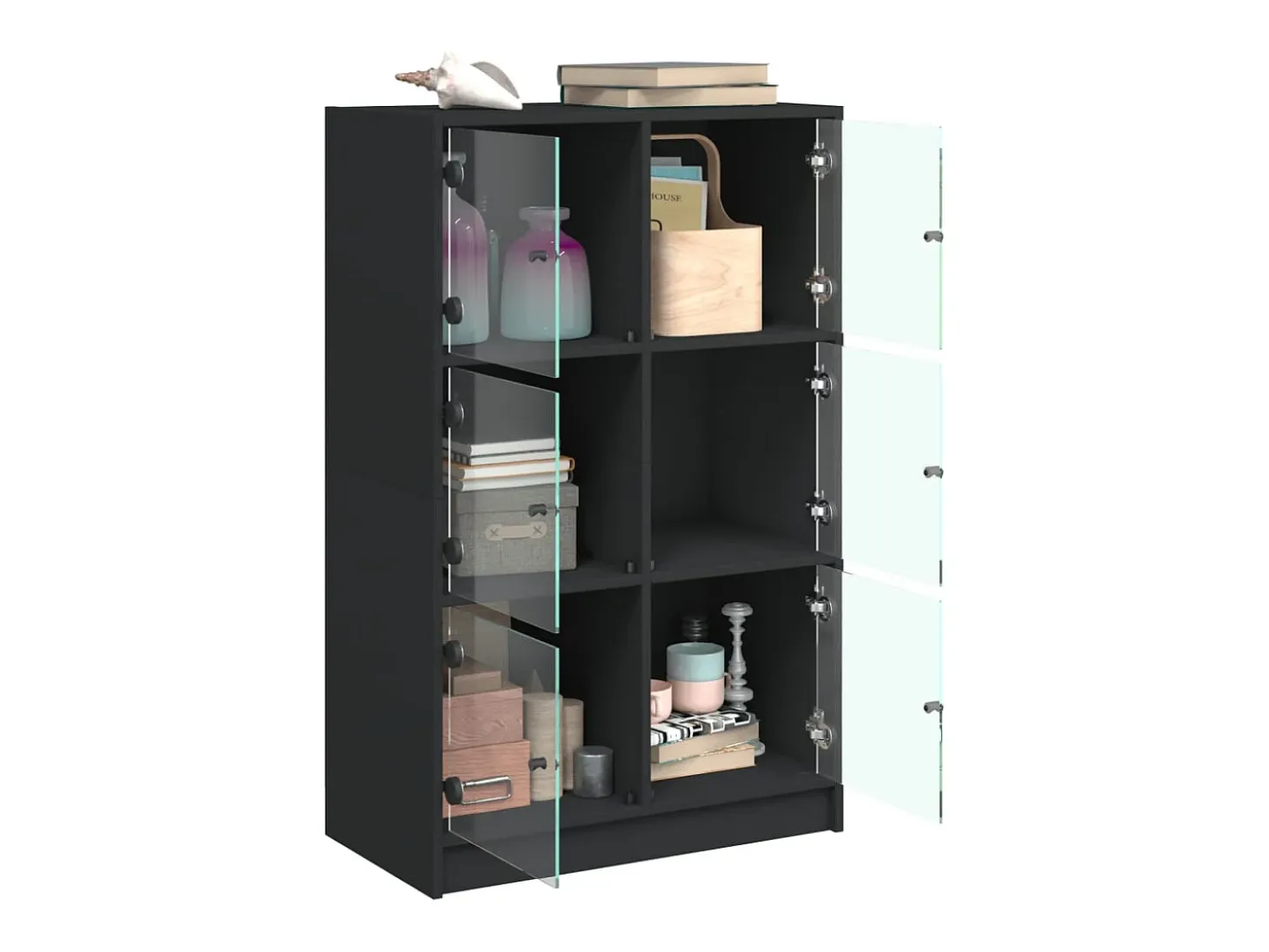 Aparador alto con puertas madera ingeniería negro 68x37x109 cm
