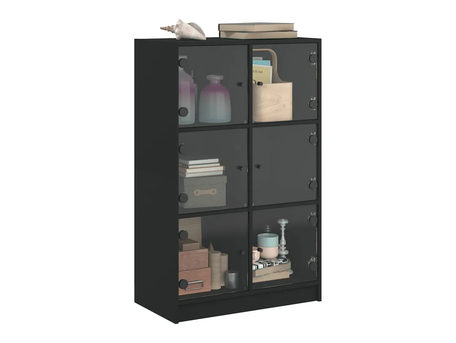Aparador alto con puertas madera ingeniería negro 68x37x109 cm