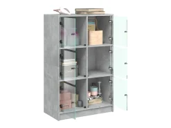 Aparador alto con puertas madera gris hormigón 68x37x109 cm ES217763