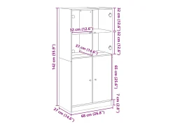 Aparador alto con puertas madera ingeniería blanco 68x37x142 cm