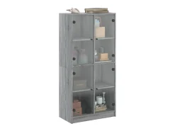 Aparador alto con puertas madera gris Sonoma 68x37x142 cm ES564283