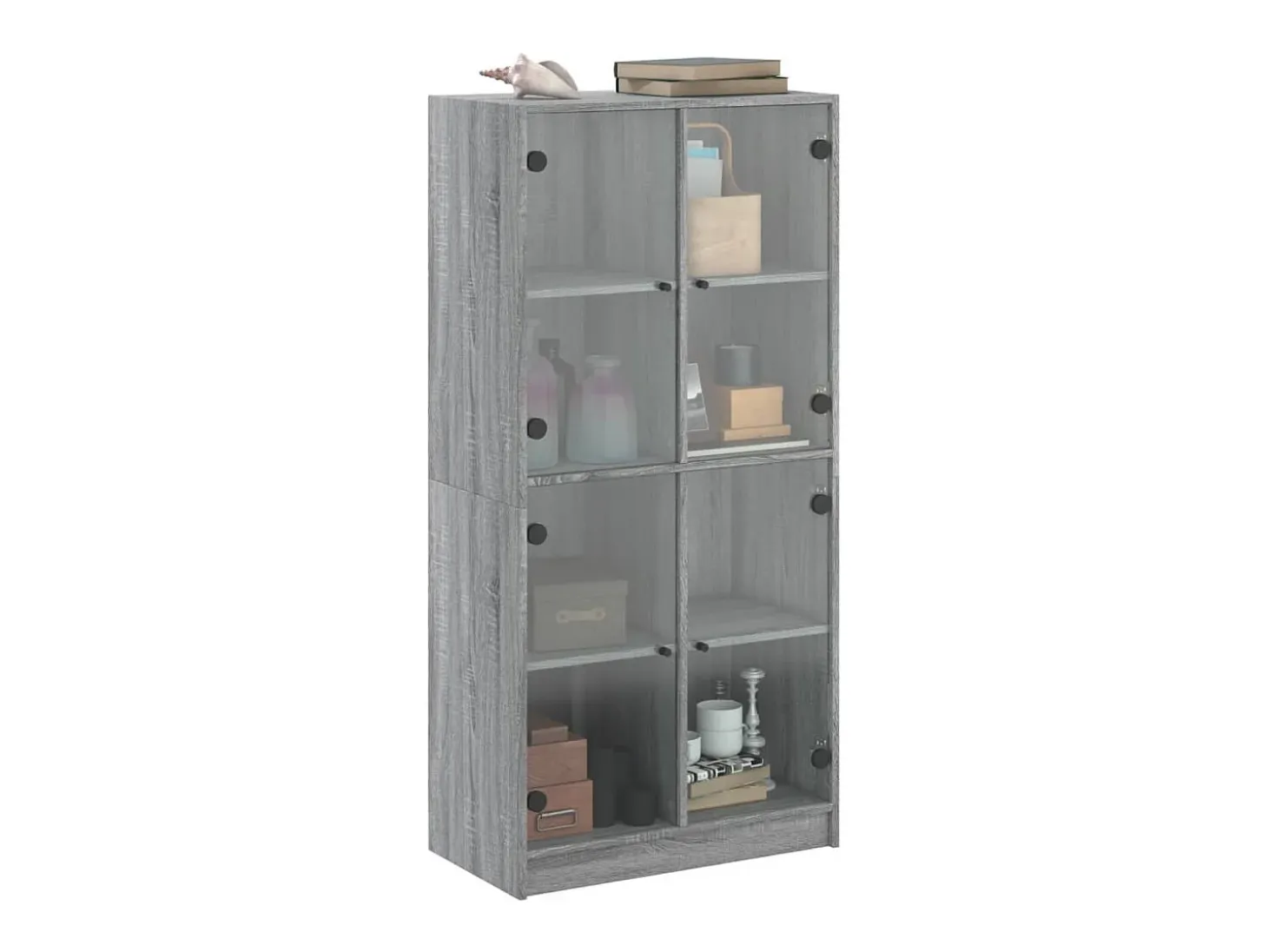 Aparador alto con puertas madera gris Sonoma 68x37x142 cm ES564283