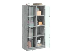 Aparador alto con puertas madera gris Sonoma 68x37x142 cm ES564283