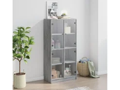 Aparador alto con puertas madera gris Sonoma 68x37x142 cm ES564283