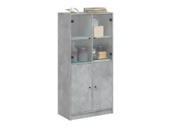 Aparador alto con puertas madera gris hormigón 68x37x142 cm