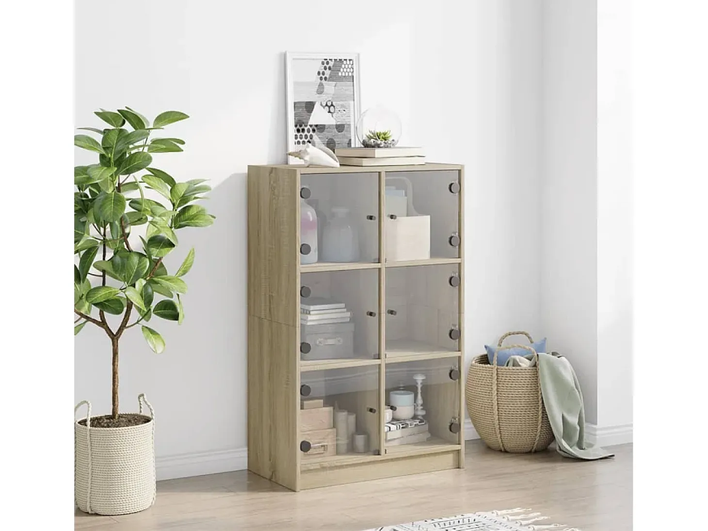 Aparador alto con puertas madera roble Sonoma 68x37x109 cm