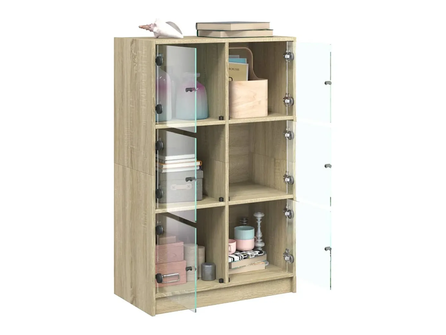 Aparador alto con puertas madera roble Sonoma 68x37x109 cm