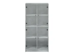 Aparador alto con puertas gris hormigón 68x37x142 cm madera de ingeniería