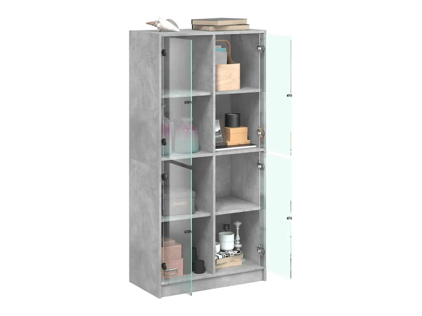 Aparador alto con puertas gris hormigón 68x37x142 cm madera de ingeniería