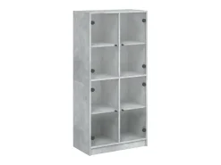 Aparador alto con puertas gris hormigón 68x37x142 cm madera de ingeniería