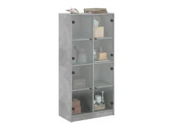 Aparador alto con puertas gris hormigón 68x37x142 cm madera de ingeniería