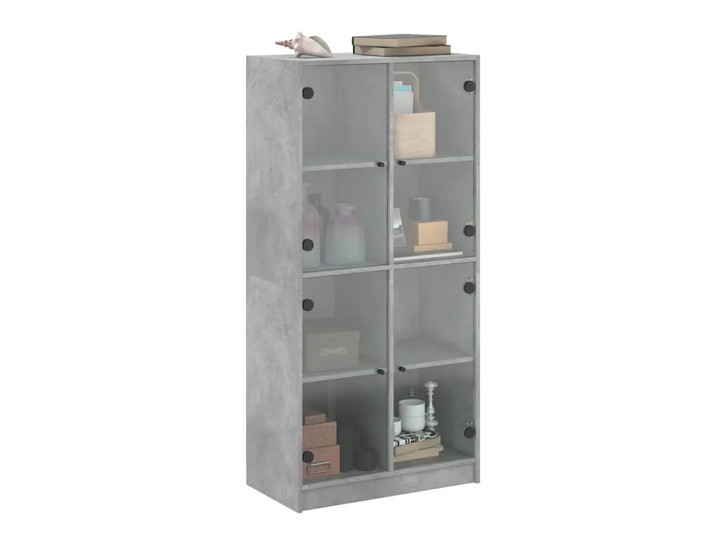Aparador alto con puertas gris hormigón 68x37x142 cm madera de ingeniería
